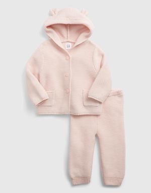 Baby Bear Sweater Outfit Set pink
