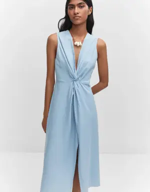 Midi-dress with knot detail