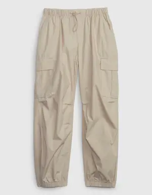 Kids Pull-On Cargo Parachute Pants beige