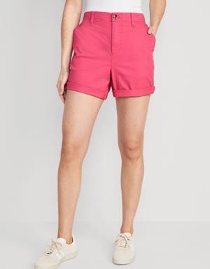 High-Waisted OGC Pull-On Chino Shorts for Women -- 5-inch inseam pink