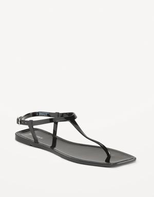 Old Navy Opaque Jelly T-Strap Sandals for Women black