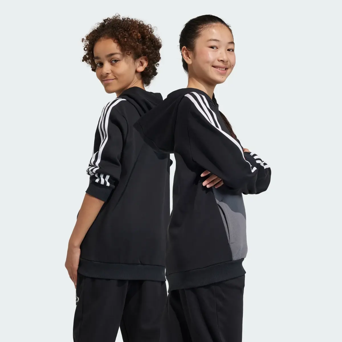 Adidas Bluza z kapturem Tiberio 3-Stripes Colorblock Fleece Kids. 2