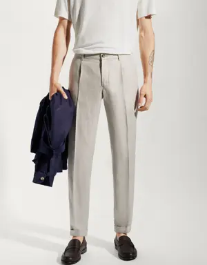 100% linen regular-fit pants