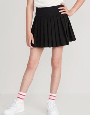 High-Waisted Pleated Performance Skort for Girls black