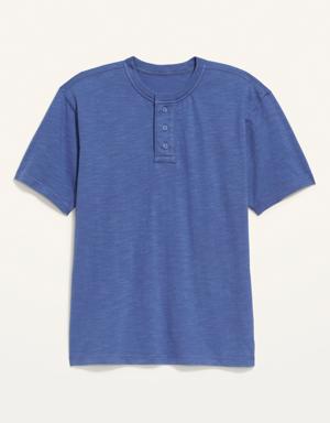 Slub-Knit Workwear Henley T-Shirt for Men blue