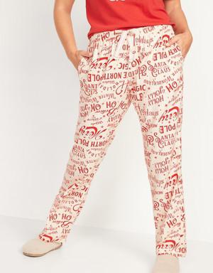 Mid-Rise Printed Flannel Pajama Pants for Women