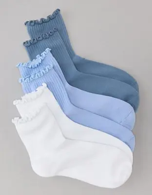 American Eagle Ruffle Trim Boyfriend Sock 3-Pack. 1