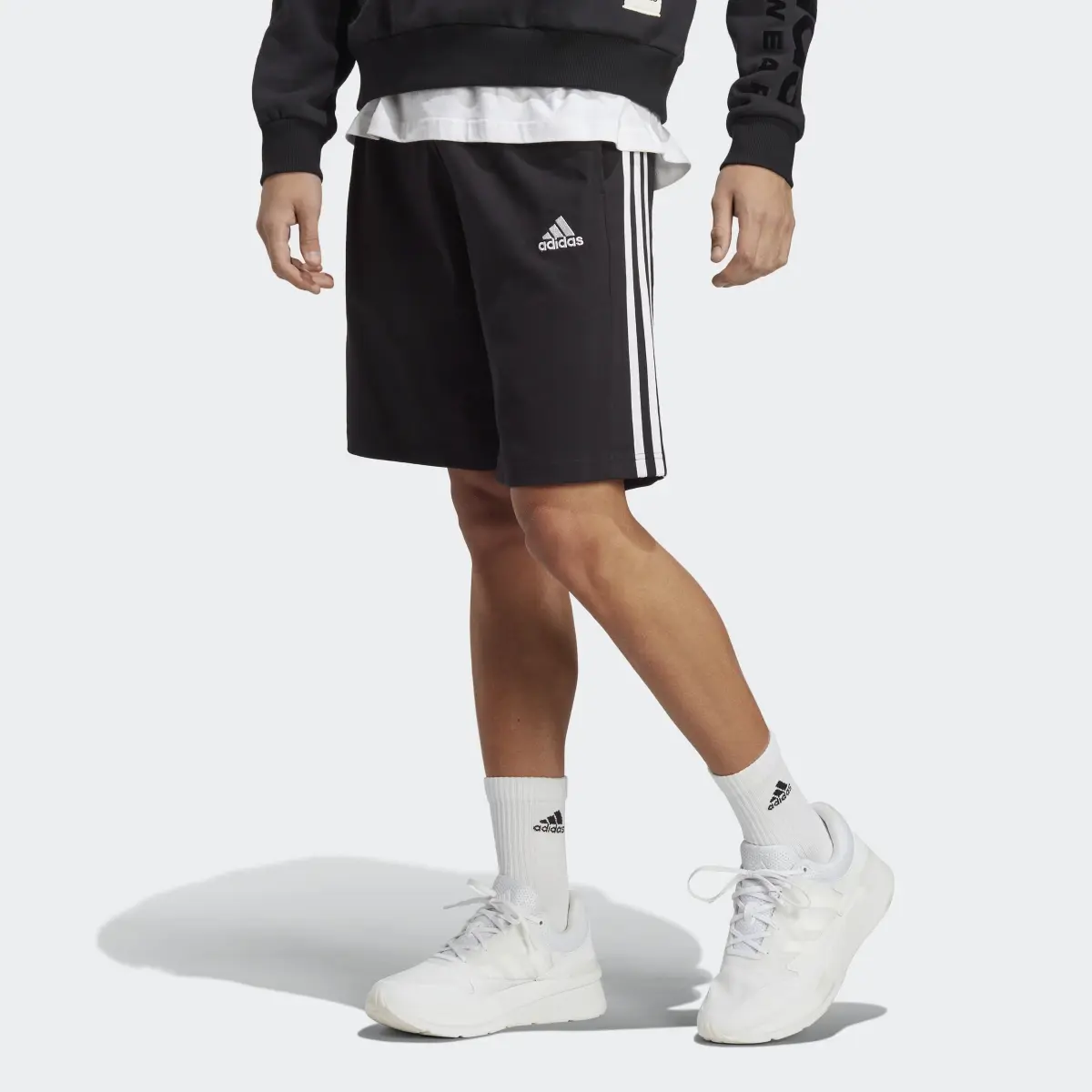 Adidas Essentials Single Jersey 3-Stripes Shorts. 1