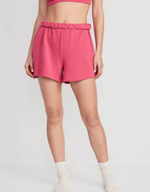 Old Navy High-Waisted Roll-Down Snuggly Fleece Pajama Sweat Shorts for Women -- 4-inch inseam pink