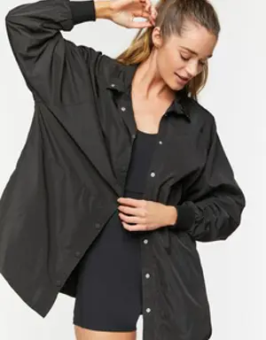 Forever 21 Active Oversized Dolphin Hem Jacket Black