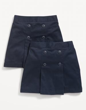 School Uniform Pleated Twill Skort 2-Pack for Girls blue