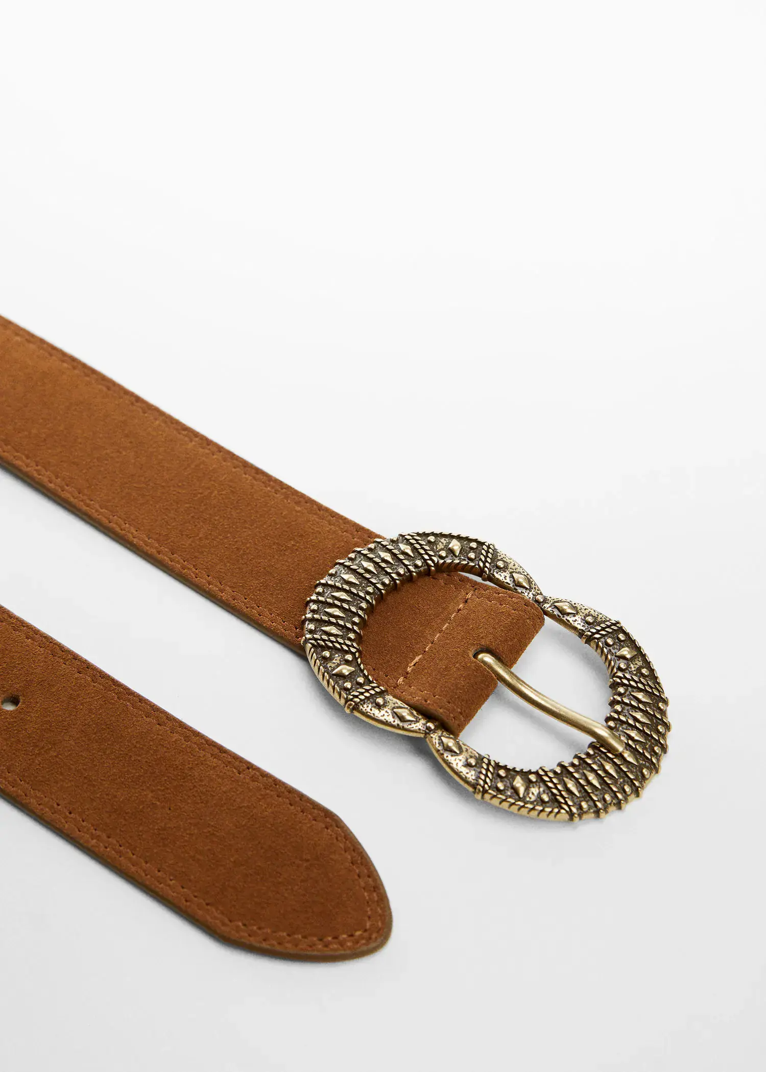 Mango Engraved buckle leather belt. 3
