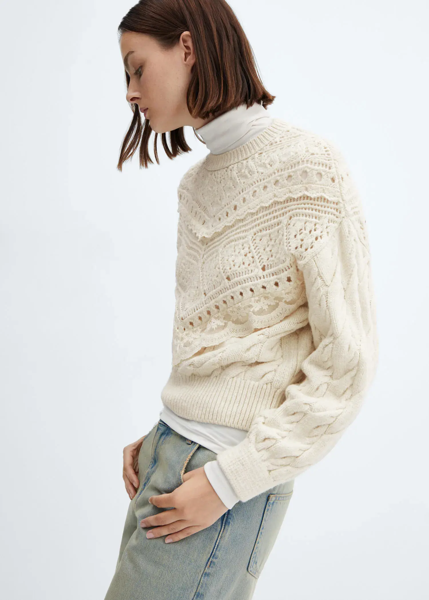 Mango Knitted jumper with openwork details. 1