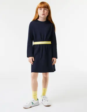Vestido de niña Lacoste en tejido de punto de algodón con cintura a contraste