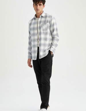 Modern Fit Kareli Uzun Kollu Gömlek