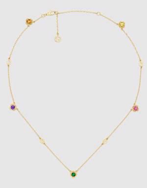 Interlocking G 18k necklace with gemstones
