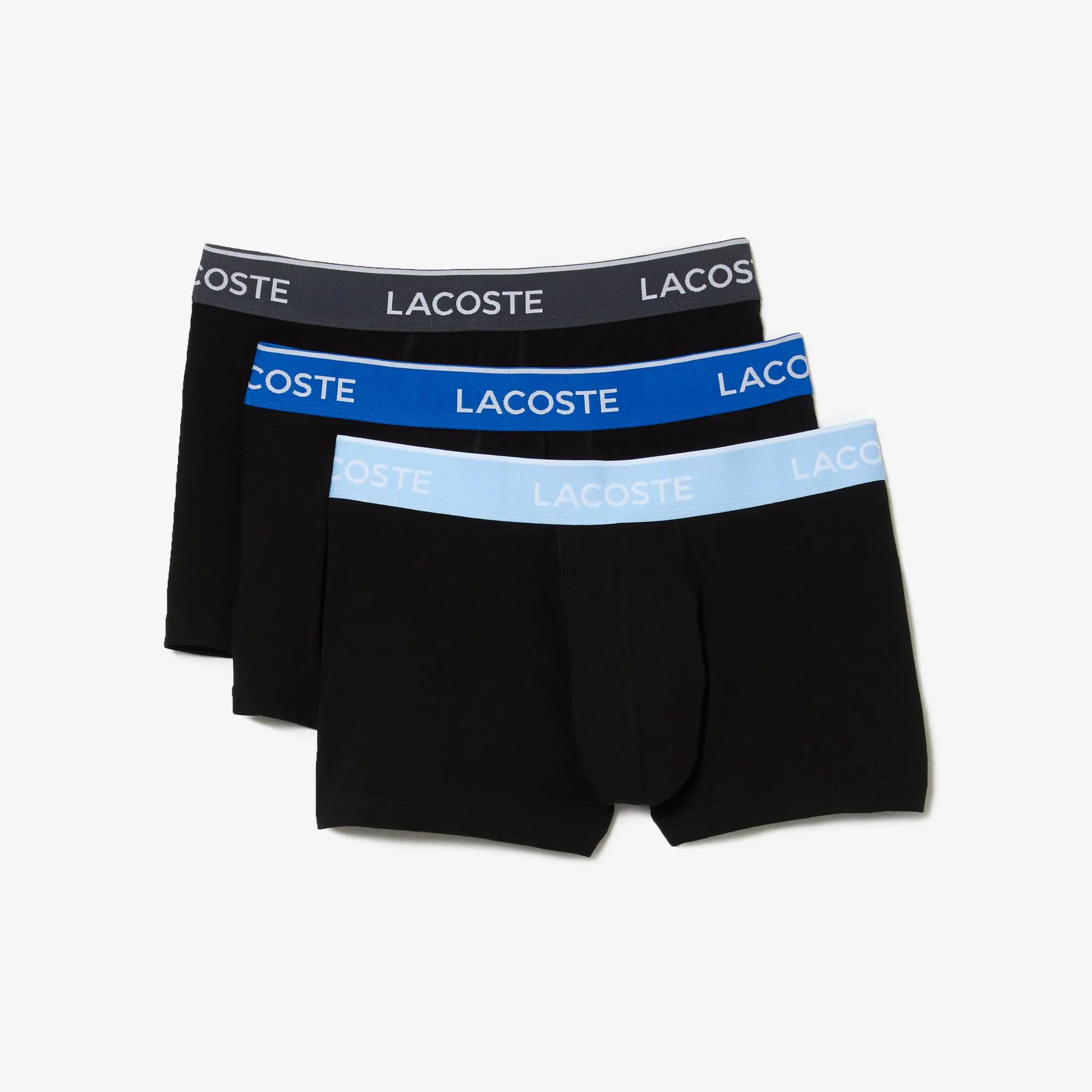 Lacoste Pack Of 3 Navy Casual Trunks With Contrasting Waistband. 2