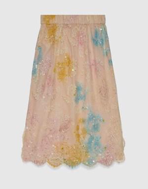 Floral cotton lace skirt