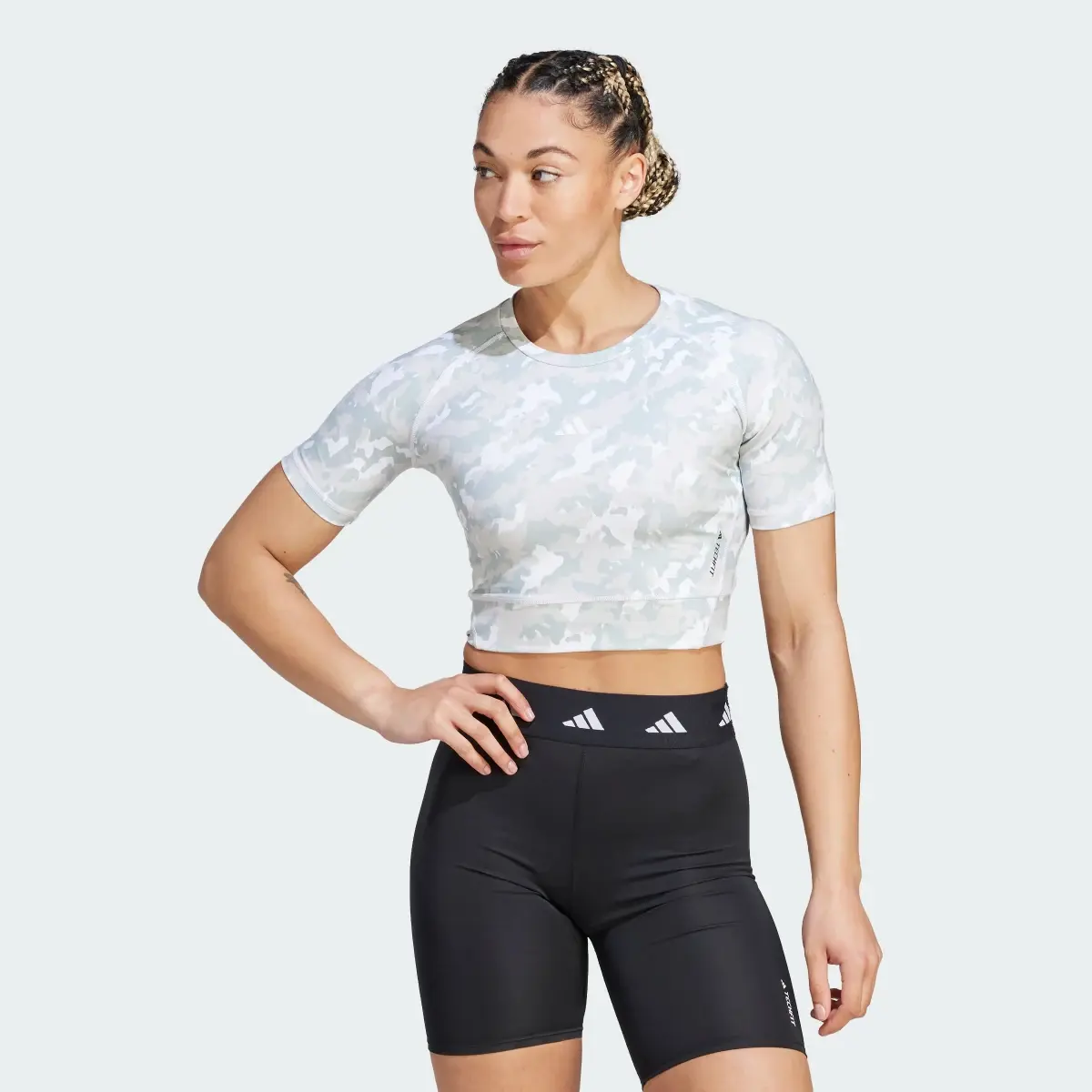 Adidas Techfit Camo Print Crop Training Tee. 2