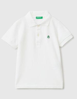 Erkek Çocuk Beyaz Logolu Polo T Shirt