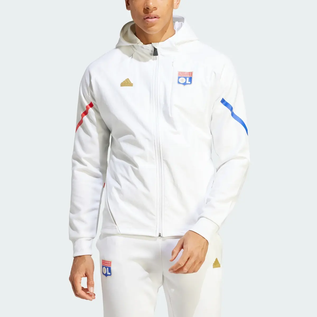 Adidas Olympique Lyonnais Designed for Gameday Full-Zip Hoodie. 1