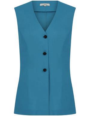 Buttoned Sleeveless Turquoise Vest