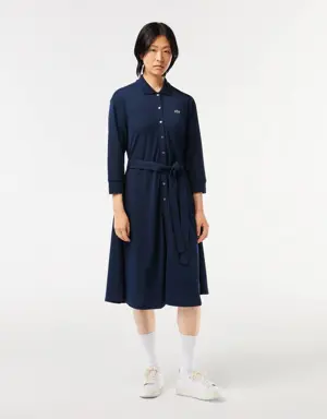 3/4 Sleeve Cotton Piqué Polo Dress