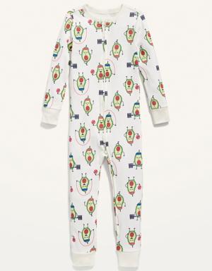 Old Navy Unisex Snug-Fit 2-Way-Zip Printed Pajama One-Piece for Toddler & Baby green