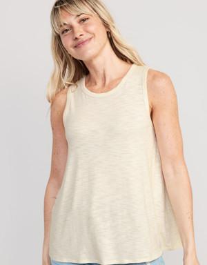 Sleeveless Luxe Slub-Knit T-Shirt white
