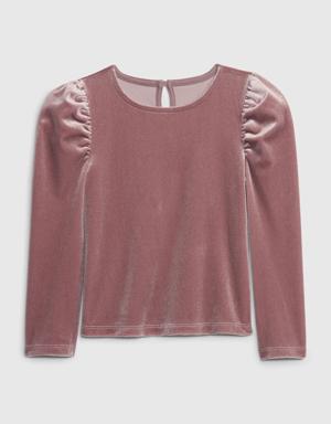 Gap Toddler Puff Sleeve Velvet Top pink