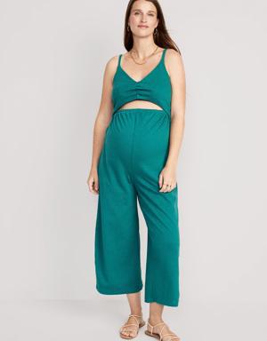 Old Navy Maternity Sleeveless Textured Wide-Leg Jumpsuit green