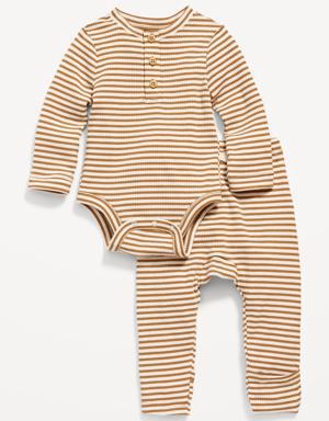 Unisex Thermal-Knit Logo Bodysuit and Leggings Set for Baby