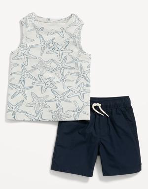 2-Pack Tank Top & Cotton Poplin Pull-On Shorts Set for Toddler Boys orange