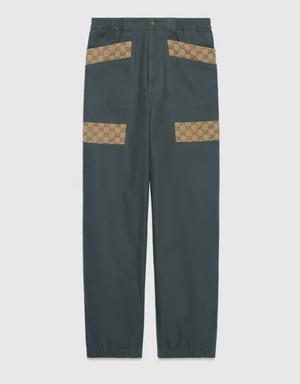 Cotton canvas pant with GG inserts