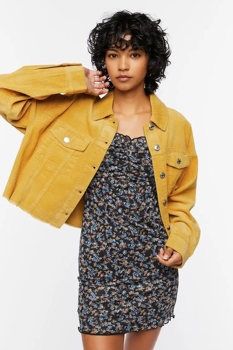 Forever 21 Forever 21 Frayed Corduroy Shacket Amber. 1