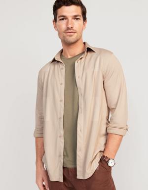 Slim-Fit Long-Sleeve Performance Shirt for Men beige