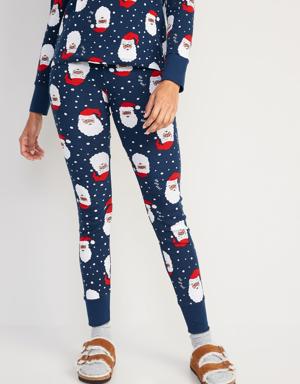 Mid-Rise Matching Printed Pajama Leggings for Women brown