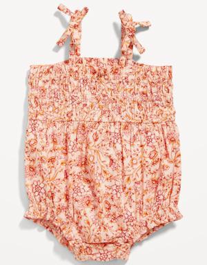 Old Navy Printed Sleeveless Smocked One-Piece Romper for Baby pink