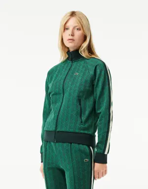 Regular Fit Fermuarlı Monogram Kadın Yeşil Sweatshirt
