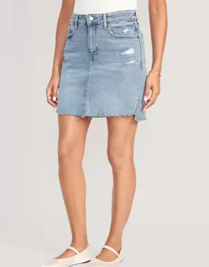 High-Waisted OG Straight Mini Cut-Off Jean Skirt for Women multi