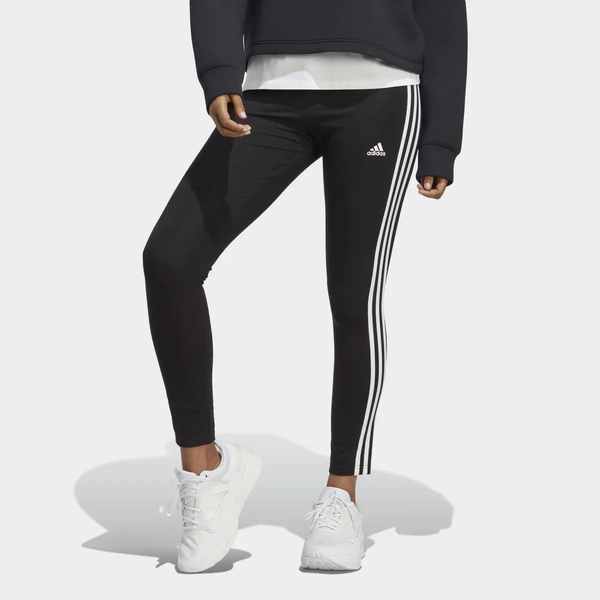 Adidas Essentials 3-Stripes High-Waisted Single Jersey Leggings. 1