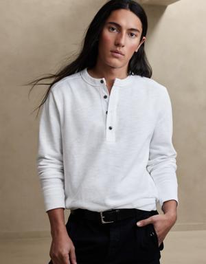 Banana Republic Softest Double-Knit Henley T-Shirt white