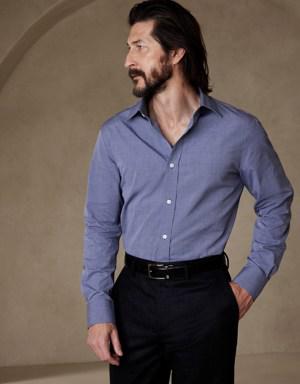 Tailored Slim Premium Poplin Dress Shirt blue