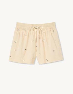 Hand-embroidered embellished shorts Select a size and
