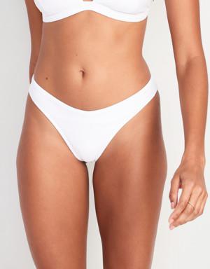 Low-Rise V-Front French-Cut Bikini Swim Bottoms white
