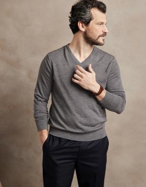 Merino V-Neck Sweater gray