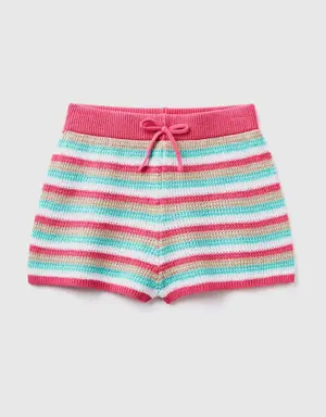 striped crochet shorts
