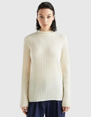 turtleneck sweater with slits