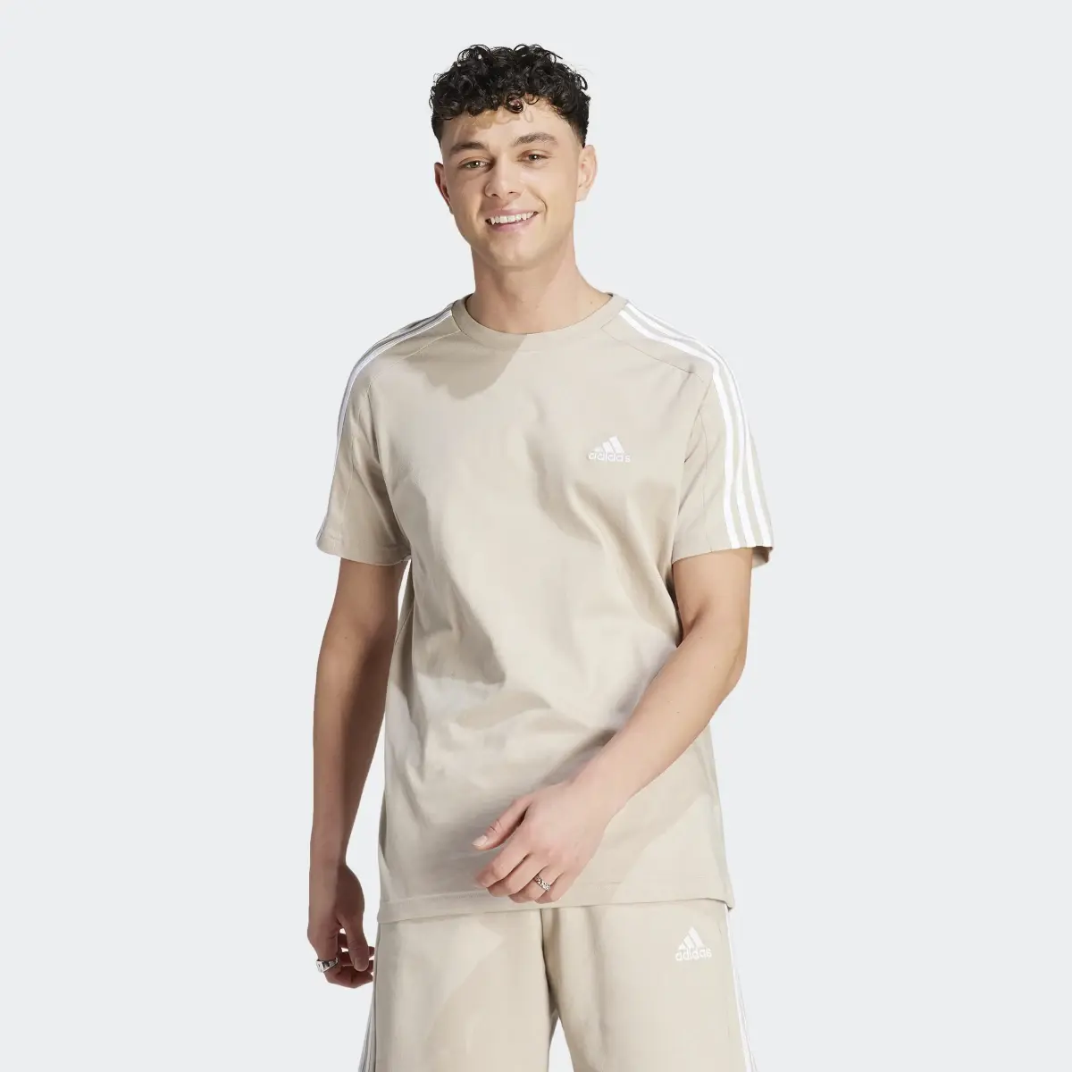 Adidas Essentials Single Jersey 3-Stripes Tee. 2