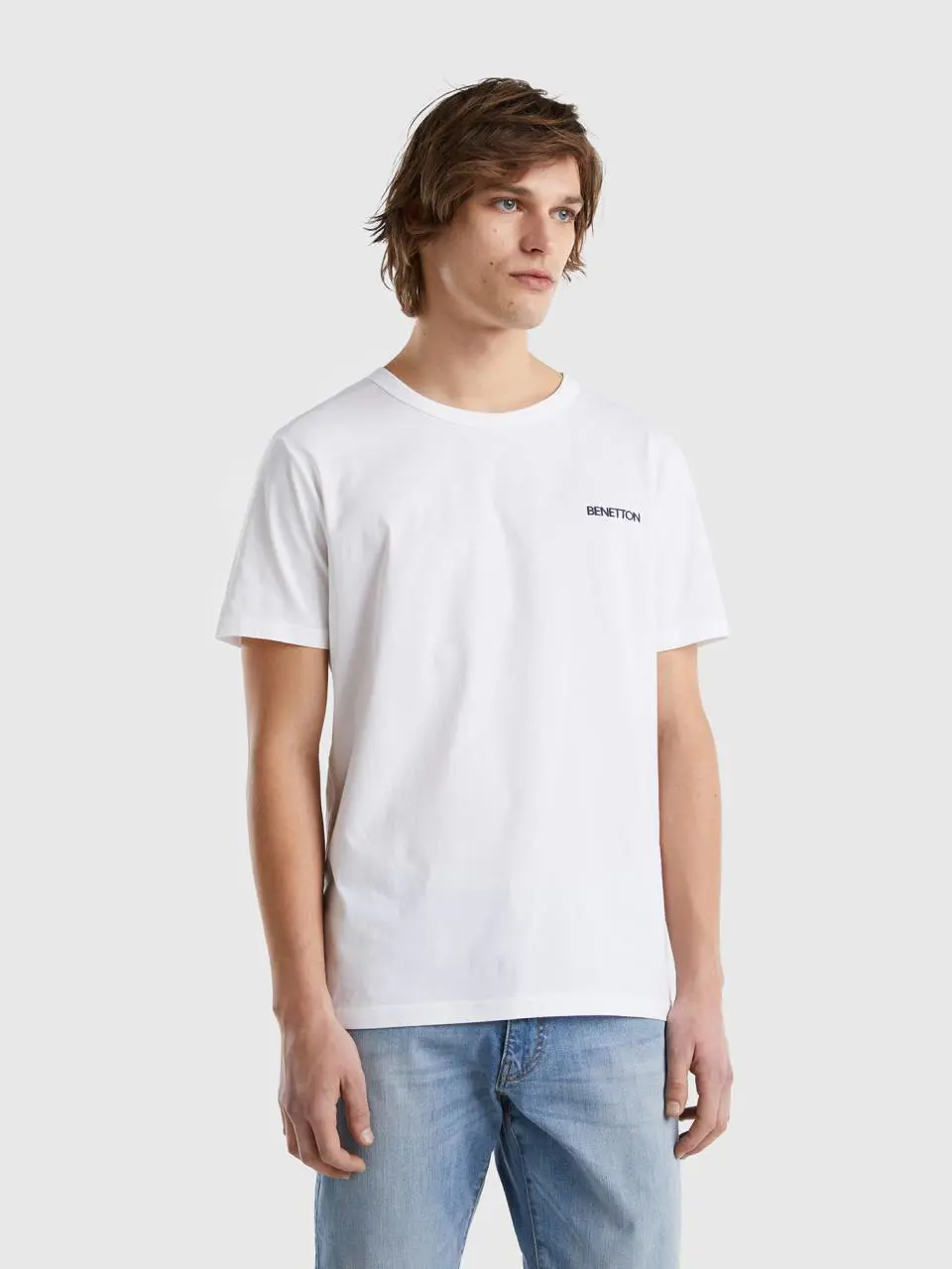 Benetton t-shirt in organic cotton with logo print. 1